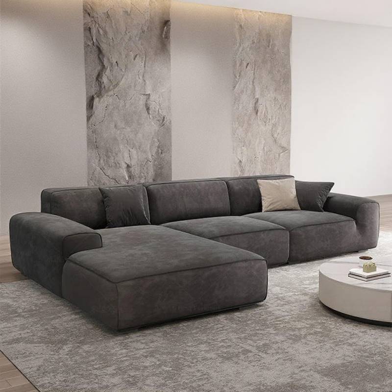 Modern black chenille velvet corduroy fabric new vacuum compression sofa frameless sponge apartment hotel living room sofa