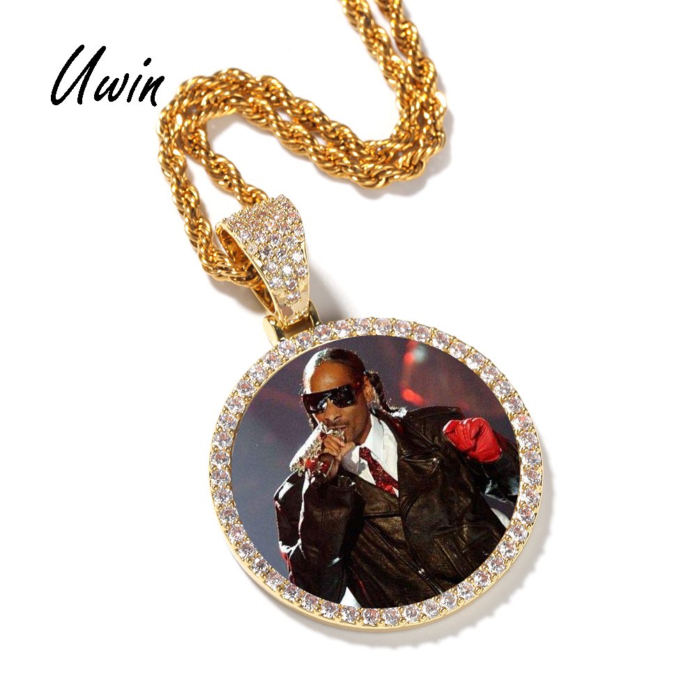 Hip hop Ice DIY Photo Frame CZ Pendant Customized Picture Pendant Necklace Personalized Female Male Rap Singer Jewelry