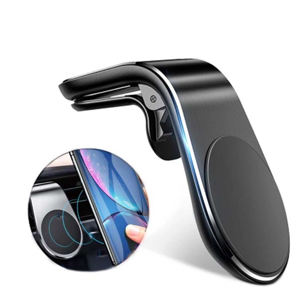 Wholesale strong magnetic metal car ventilation phone bracket L-shaped bracket global positioning system phone bracket alloy wholesale phone bracket