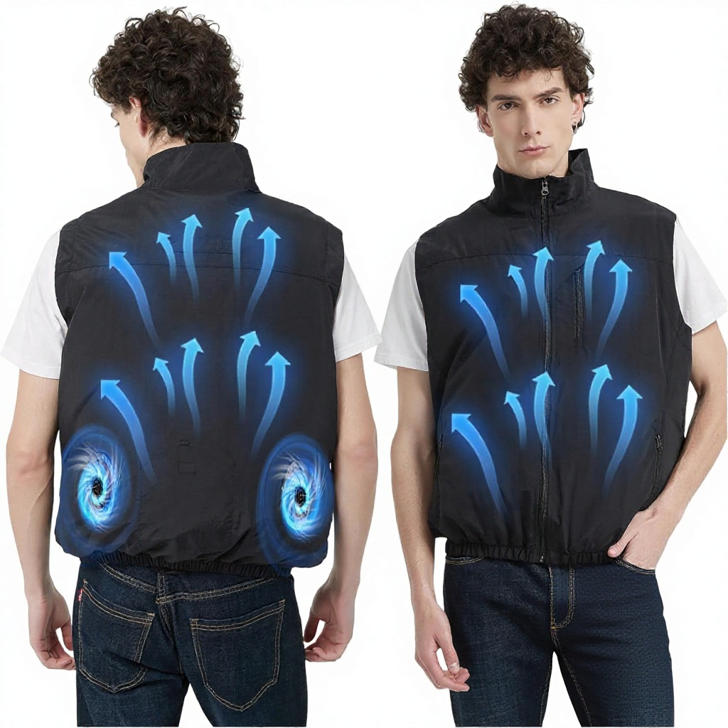 Lvkakmox adult cooling vest jacket with 2 fans - unisex, lightweight, zipper closure, seamless design, 20000mAh battery