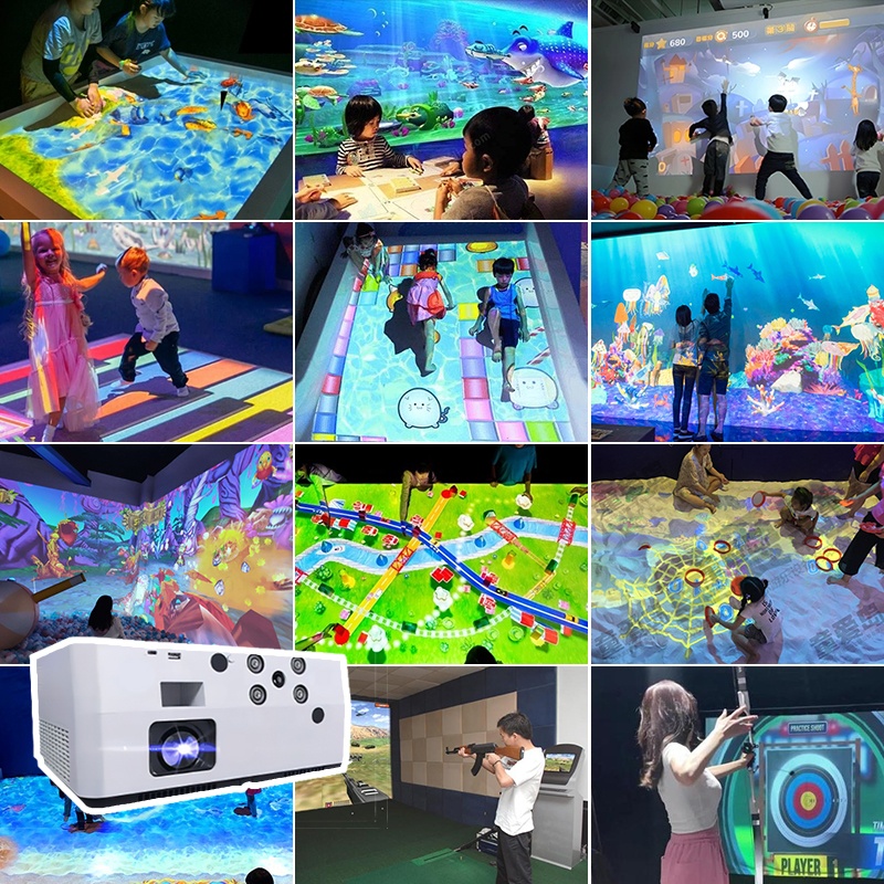 Interactive projector games, immersive 3D AR 4K holographic projection, all-in-one virtual children's floor and wall games.