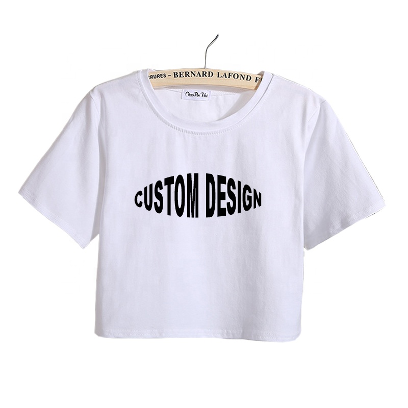Wholesale 100% cotton custom trademark printed loose crop top women's T-shirt