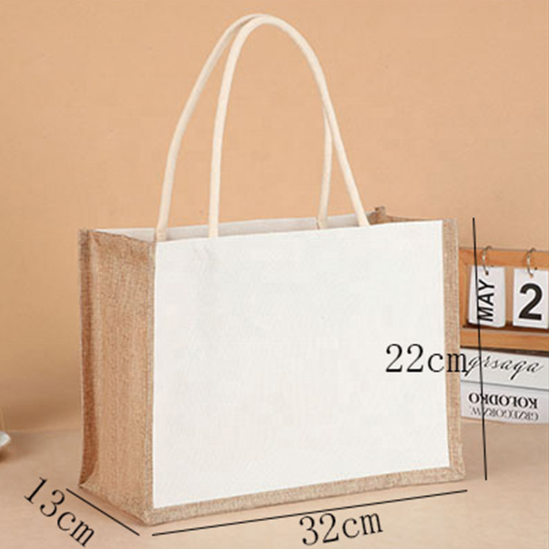 Wholesale online store eco-friendly grocery jute tote bag reusable laminated burlap shopping tote bag with custom logo and color
