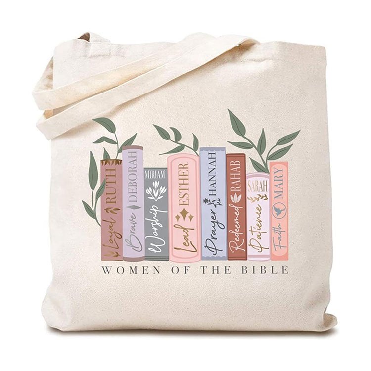 Wholesale Reusable Bible Verses Design Women's Canvas Shoulder Bag Casual Handbag Trend Shopping Customization
