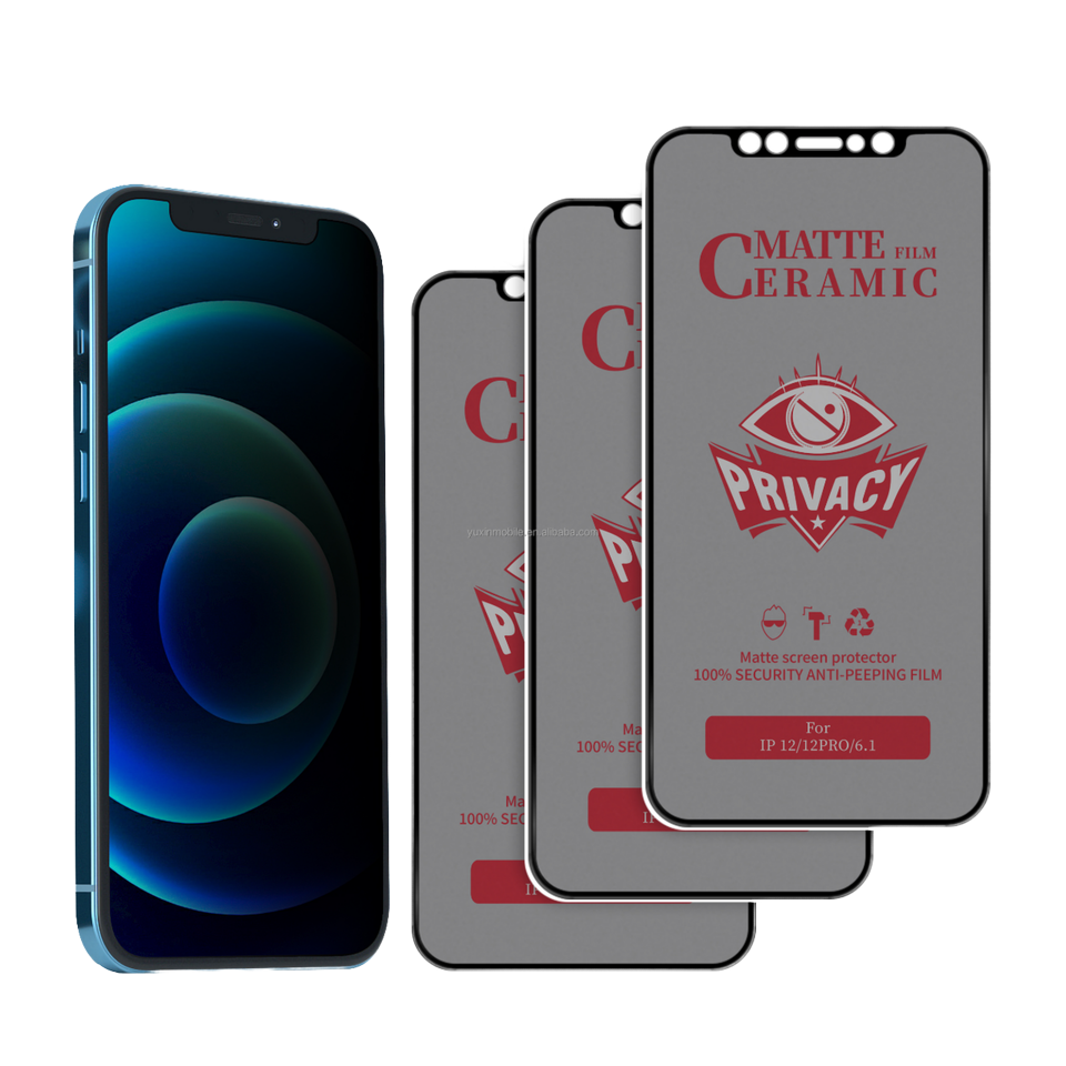 Matte soft anti spy phone screen protector with 3D nano ceramic film suitable for iPhone 17, 15, 13 Plus Pro Max, anti peeping pet anti scratch