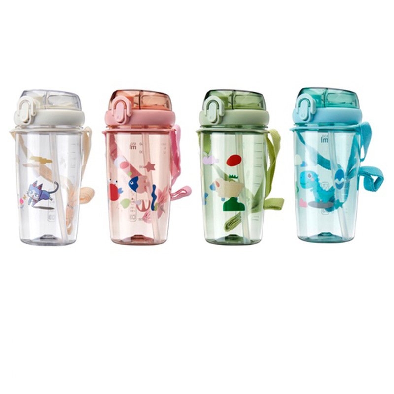 New BPA free 650ml children's water bottle cartoon children's drinking water bottle with straw