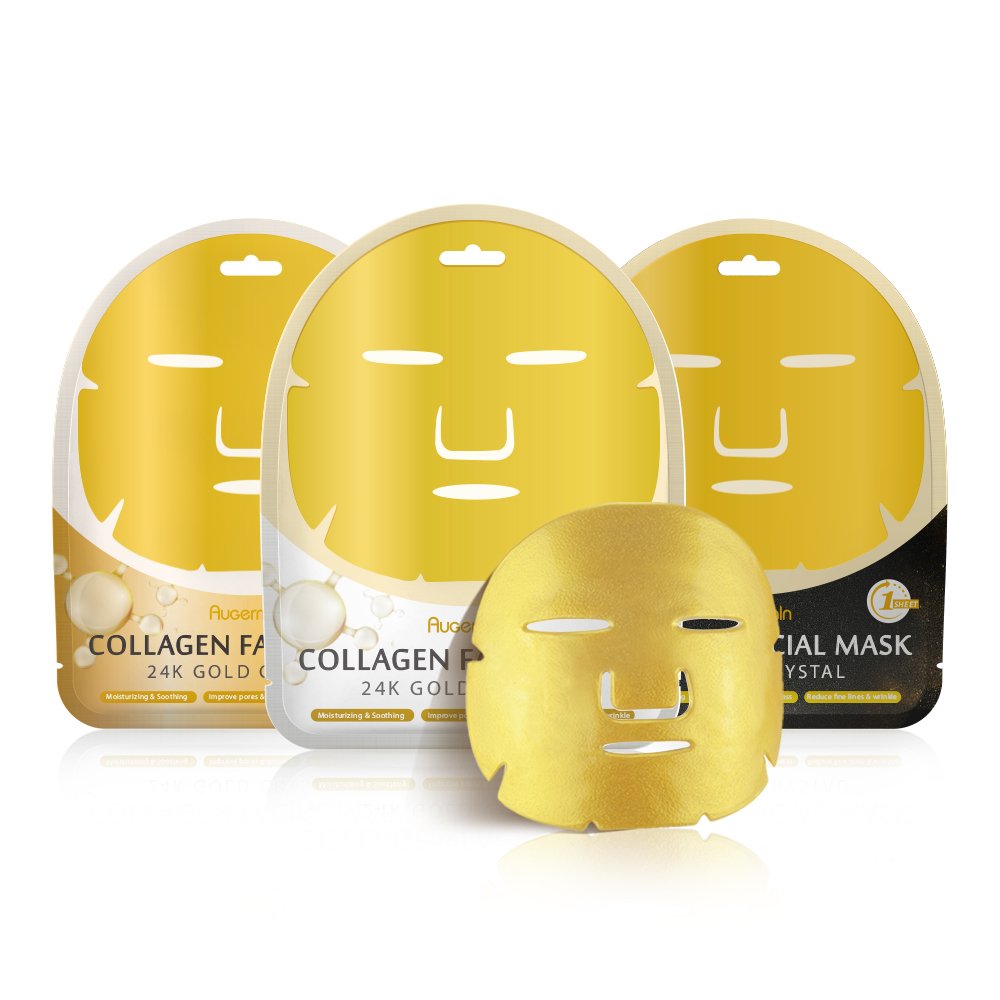 Own brand Korean skin care collagen crystal spa 24k gold whitening moisturizing facial mask beauty film OEM
